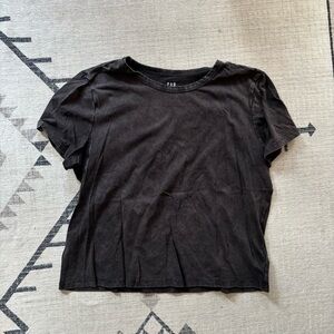 GAP | Size L | Women's Charcoal Cropped Short Sleeve Tee